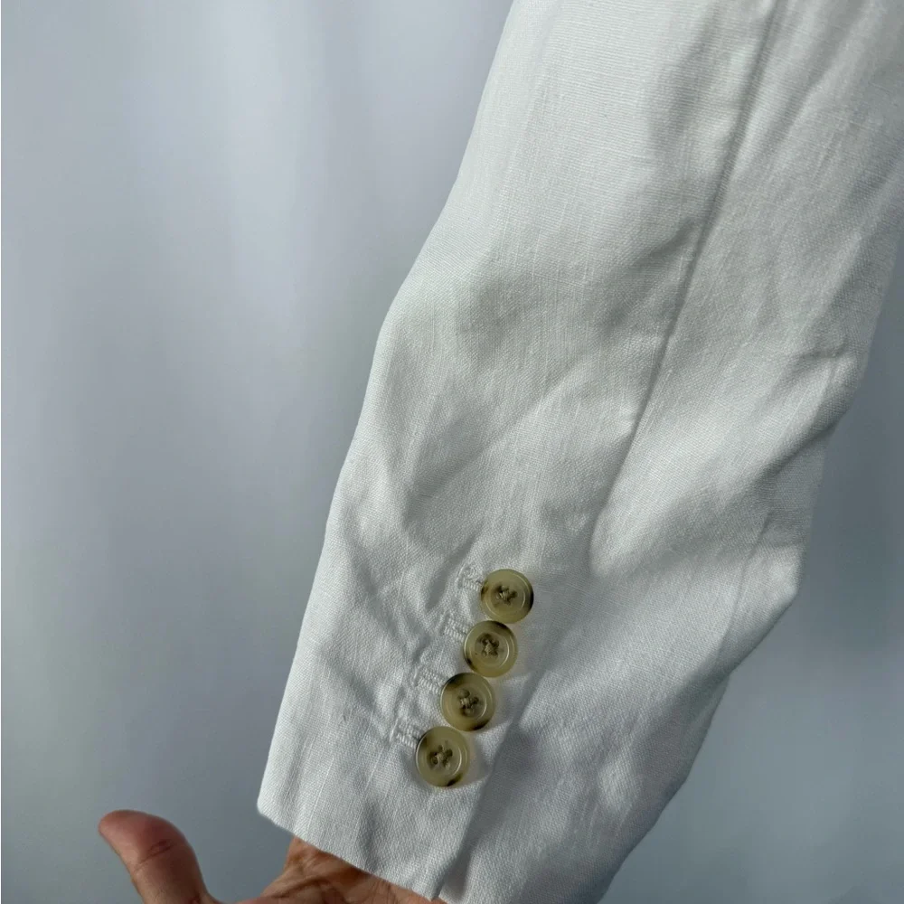 J. Crew Regent 100% Linen One‎ Button Blazer in White Size 12